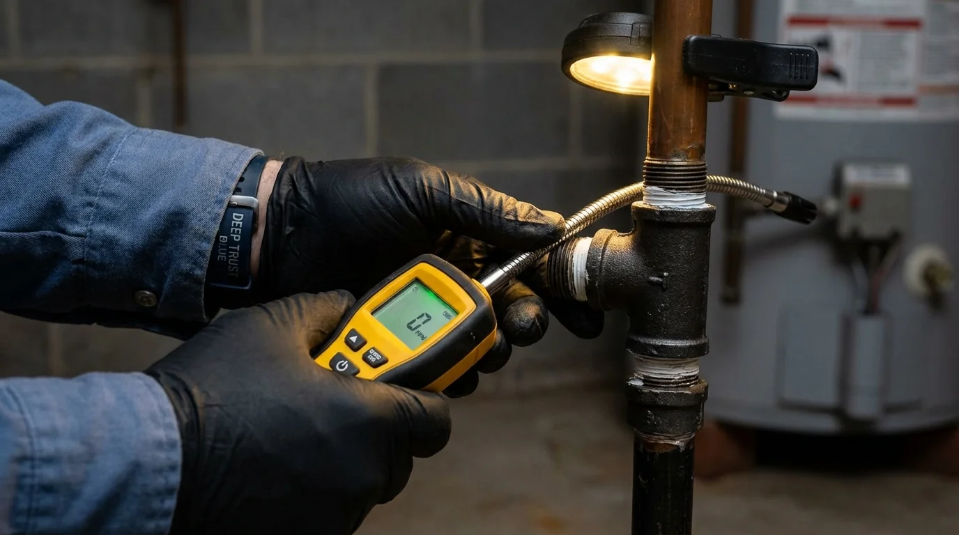 Gas leak detection with electronic sniffer by Johns Plumbing LLC in Harrisburg
